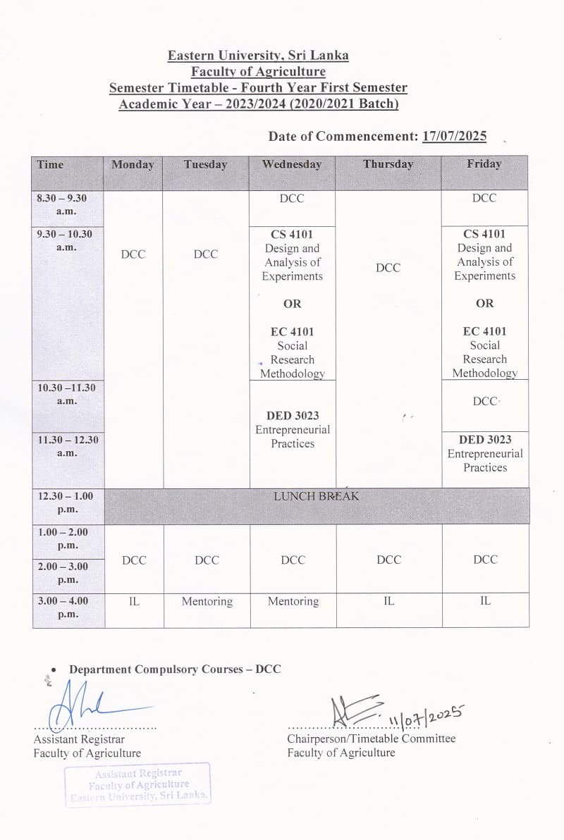  Semester Timetable -( 4th year 1st semester - 2025).jpg
